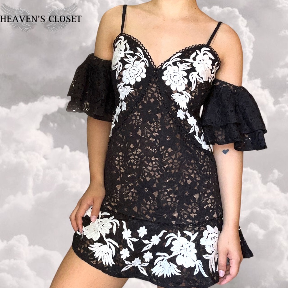 For love and lemons lace off shoulder mini dress